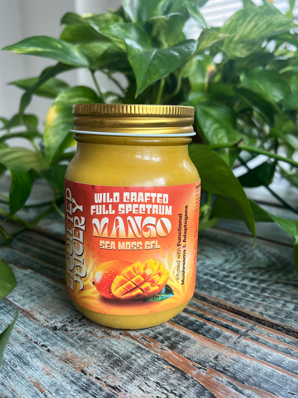 Full Spectrum Mango Wild Crafted Sea Moss Gel Infused with Functional Mushrooms and Adaptogens